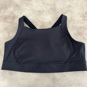 Plus Sports Bra, Power Soft, Plus 2X Black Pull Over Razor Back Adjustable Strap